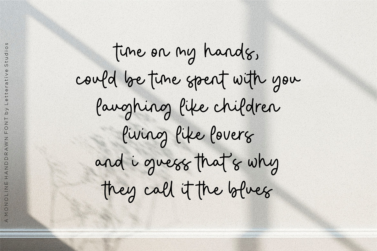Sigitarian - Monoline Handdrawn Font, a Script Font by Letterative Studio (Photo 3 of 5)