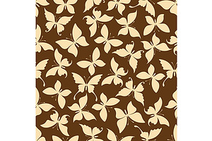 Butterfly Silhouettes Brown Pattern