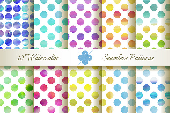 Seamless Watercolor Dotted Patterns