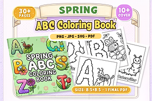 Spring ABC Coloring Book, a Seasonal Illustration by Craftsbeefy