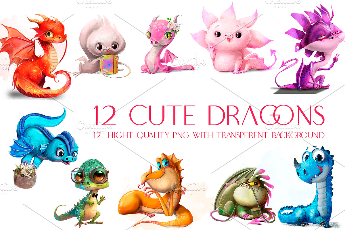 12 Cute Dragons, an Animal Illustration by Eve Farb (Photo 1 of 3)