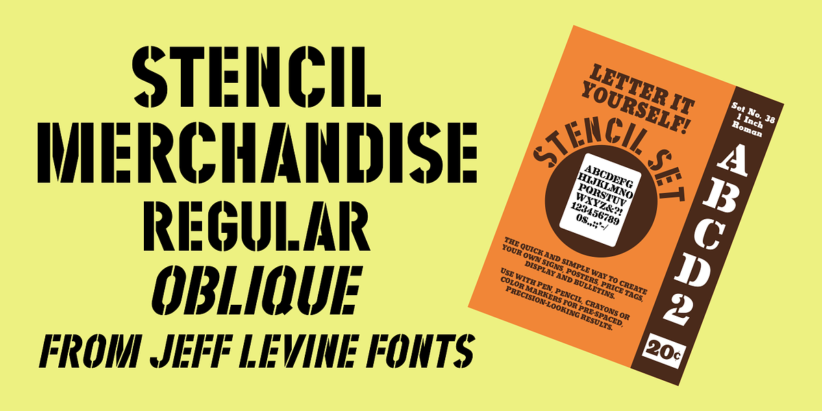 Stencil Merchandise JNL, a Sans Serif Font by Jeff Levine Fonts (Photo 1 of 5)