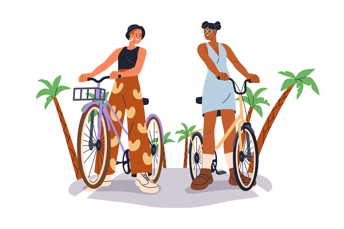 Happy people cycling on bicycles set, a Transportation Illustration by Good Studio (Photo 7 of 11)