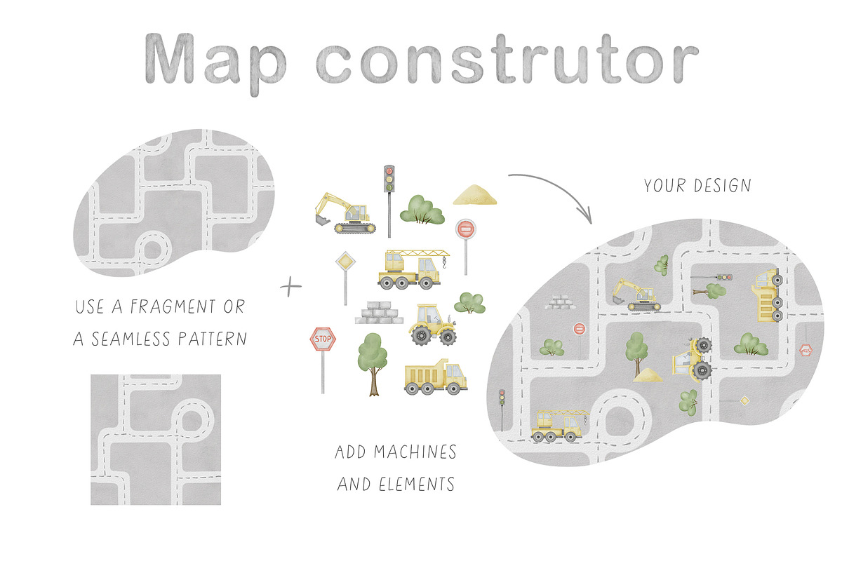 Construction Trucks watercolor set, a Transportation Illustration by Alisles (Photo 6 of 16)