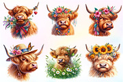 Highland Cow Summer Watercolor, an Illustration by CreationArt (Thumbnail 8 of 9)