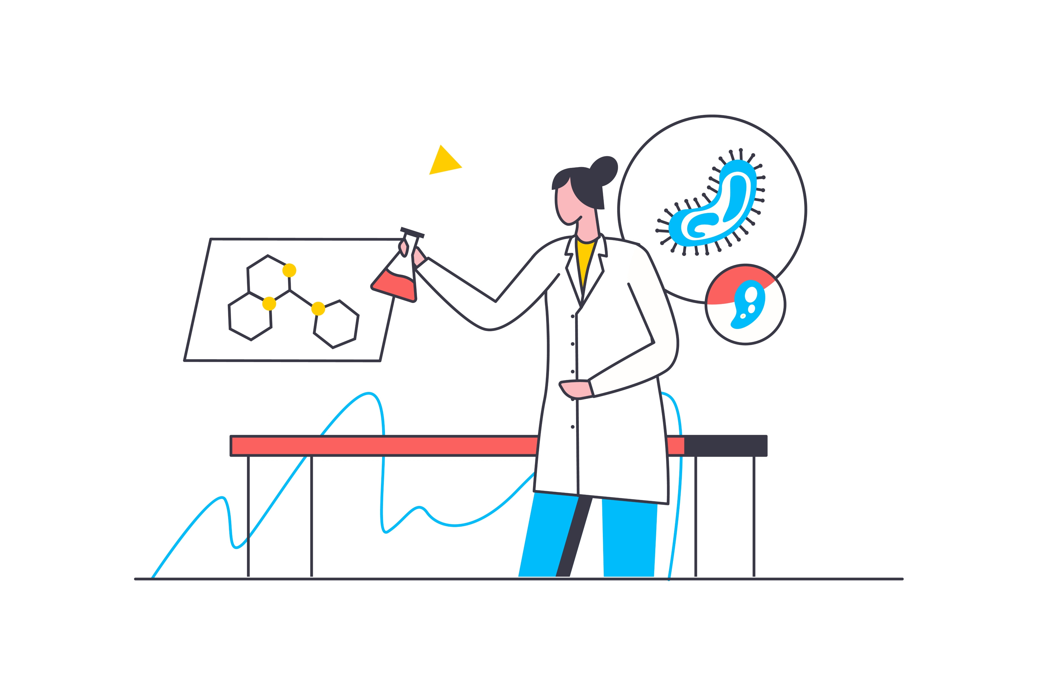 Science laboratory flat line concept, an Illustration by Dessign Sells