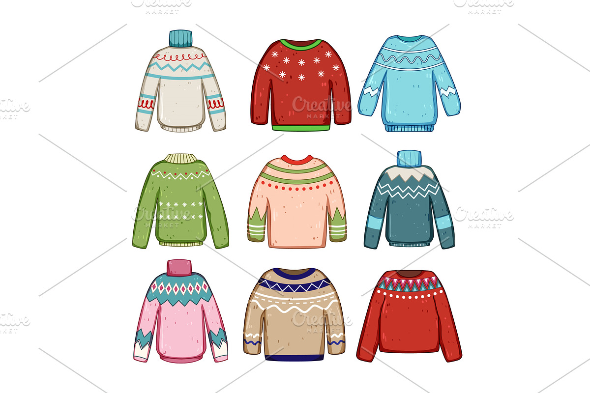 winter sweater cozy set cartoon, an Object Illustration by pikepicture