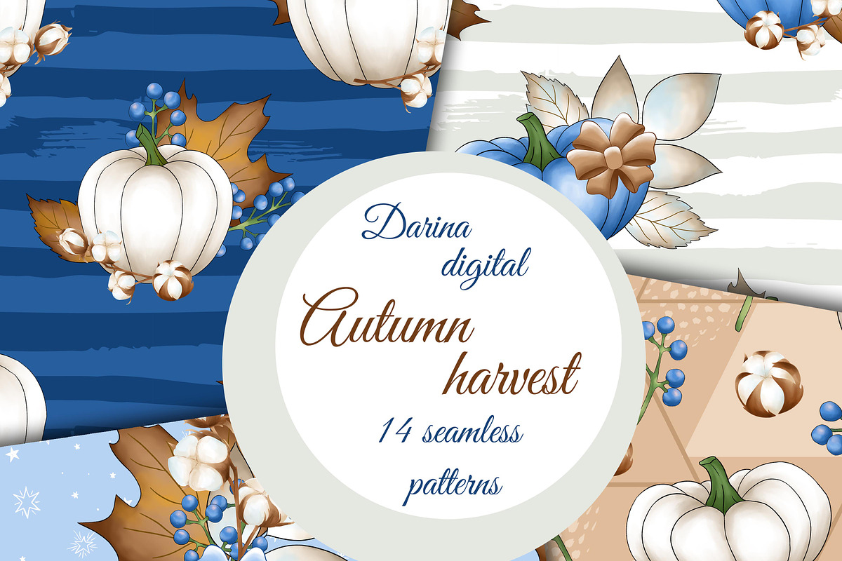 Autumn pumpkins, a Pattern Graphic by DarinaDigital (Photo 1 of 6)