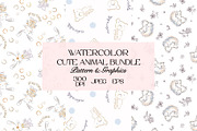 Watercolor Animal Bundle Pattern, a Pattern Graphic by StudioGlouna (Thumbnail 1 of 10)