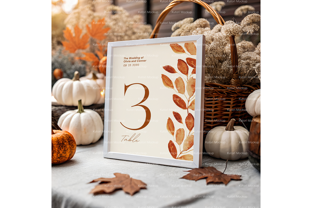 Rustic Autumn Frame Mockup on Table, a Product Mockup by MockupWizard (Photo 5 of 5)