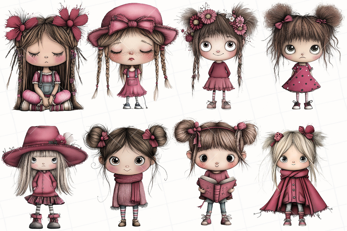 Whimsical Girl Clipart, an Illustration by OK Design (Photo 2 of 6)