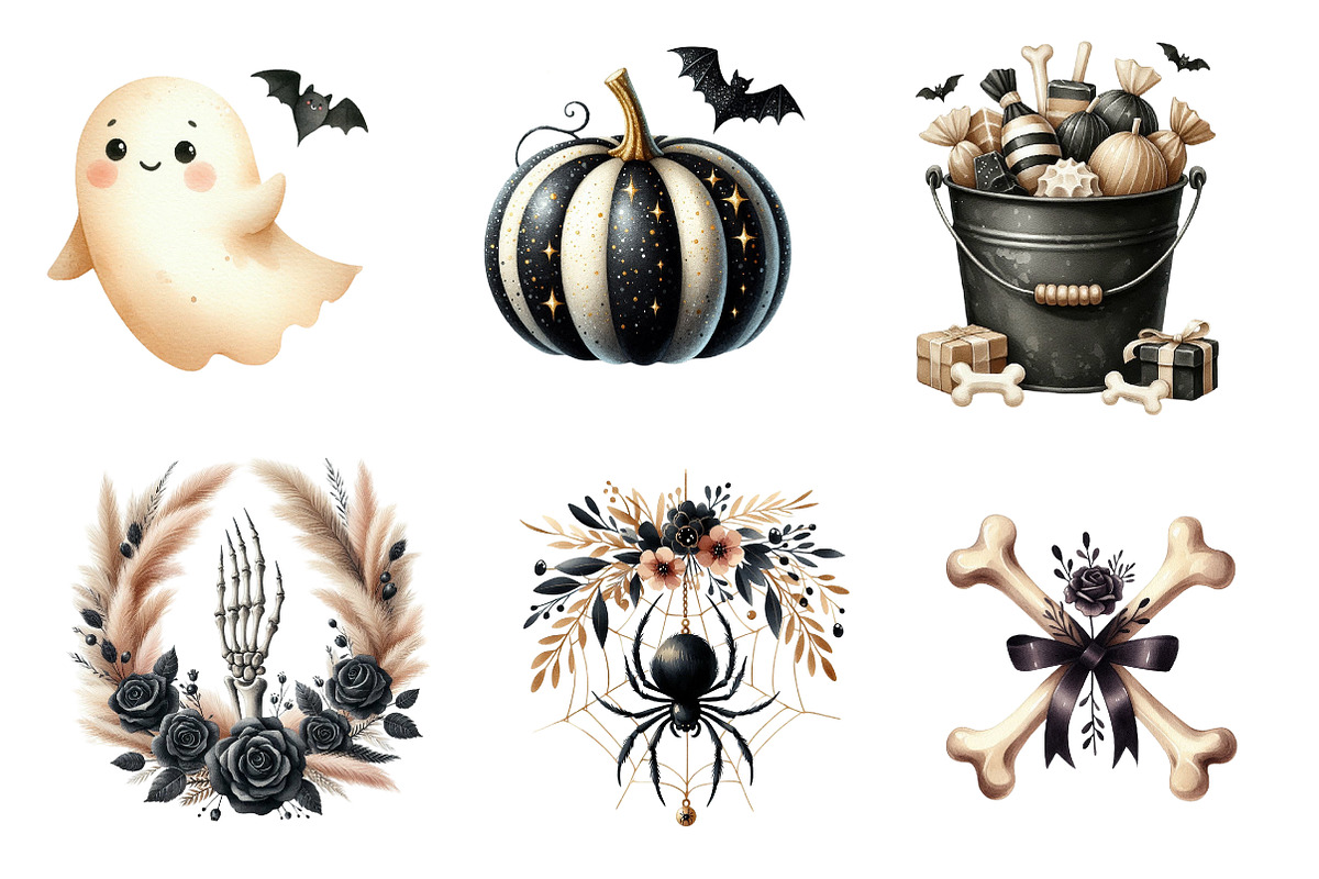 Beige & Black Halloween Clipart, an Illustration by CreationArt (Photo 2 of 5)