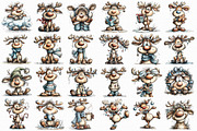 Whimsical Funny Reindeer Clipart, an Illustration by Libby Wishes (Thumbnail 3 of 7)