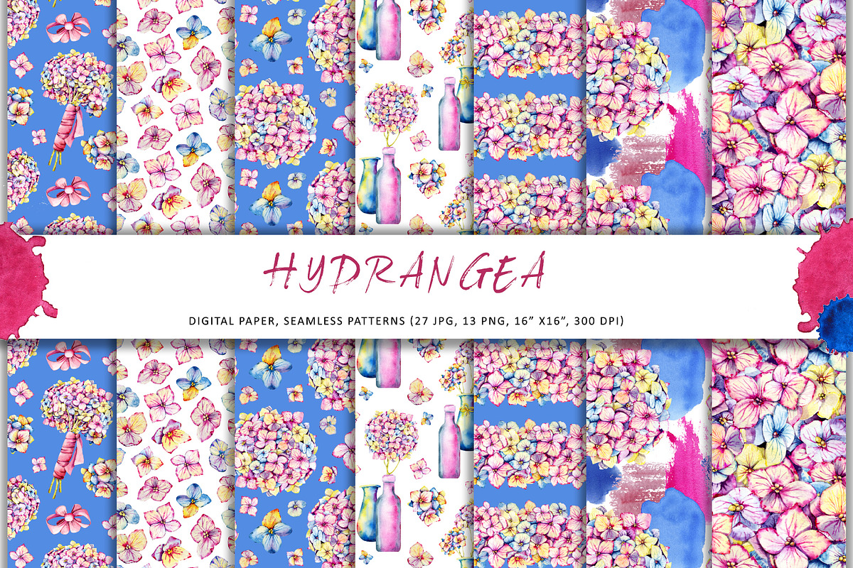 Hydrangea clipart, flower patterns, an Illustration by Artmanata (Photo 6 of 18)