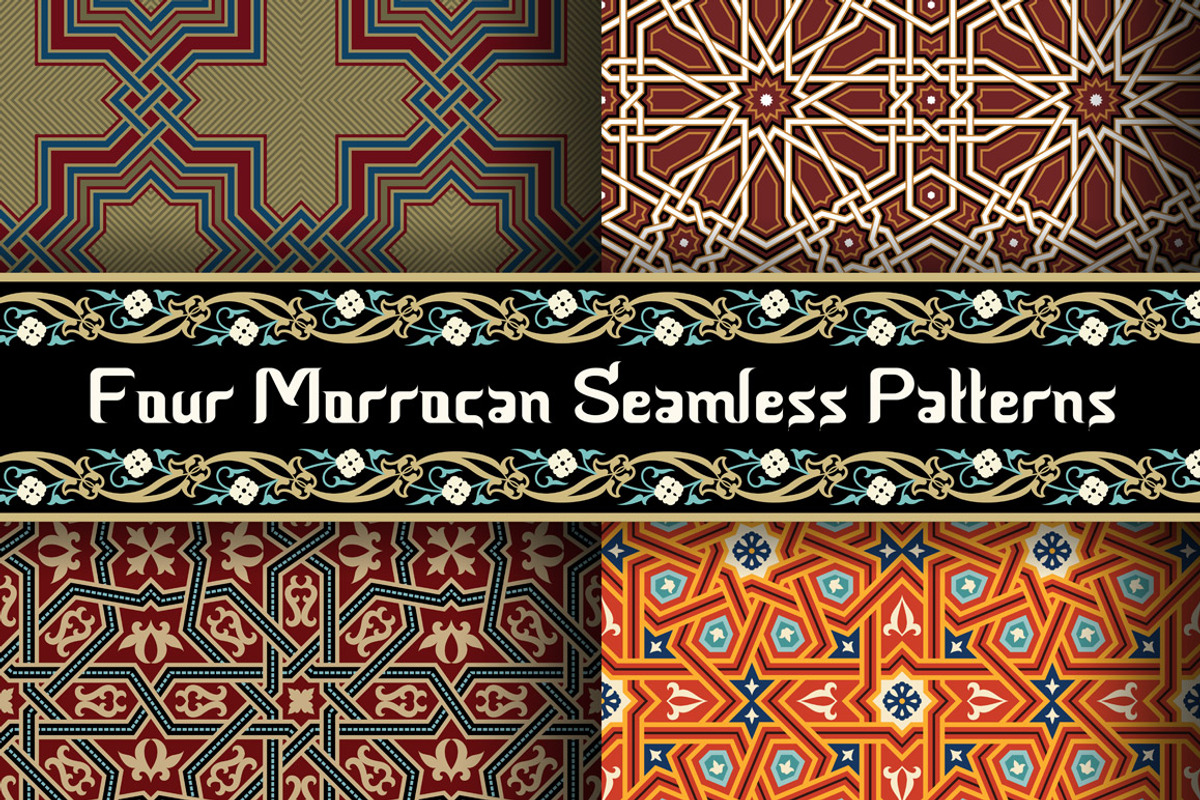 4 different Morocco patterns, a Pattern Graphic by Azat1976