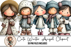 Cute Winter Angel Clipart, an Illustration by DreamArtGraphic