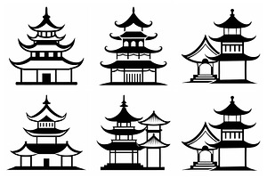 Pagoda structures representing, an Object Graphic by Billah Hub