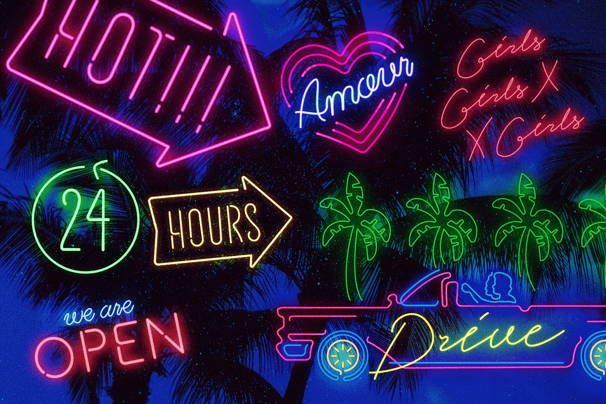 Retro Neon Font Collection, a Sans Serif Font by Wingsart Studio (Photo 17 of 24)