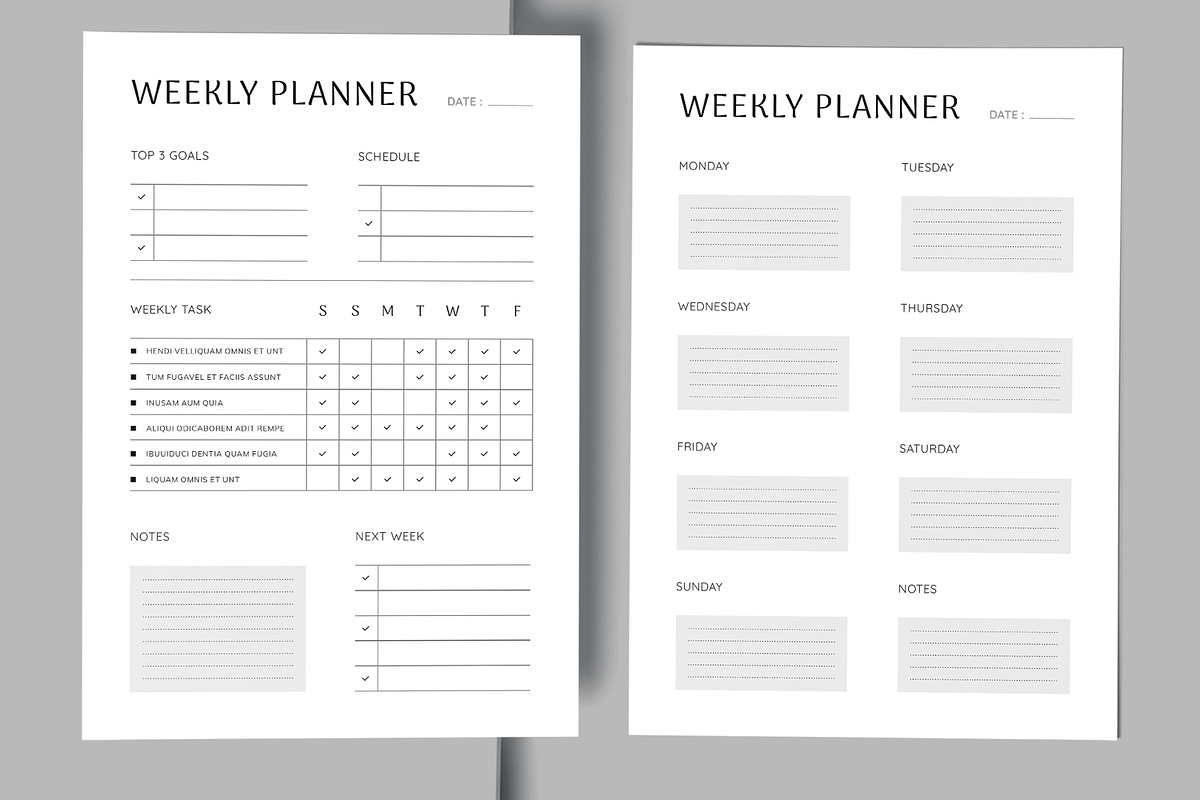 Weekly Planner Template, a Stationery Template by MightyDesign (Photo 2 of 6)