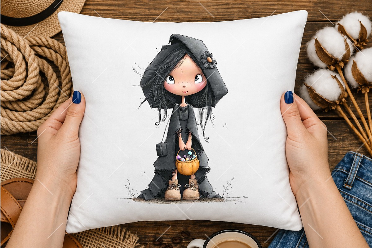 Watercolor Halloween Nurse Clipart, a Seasonal Illustration by OK Design (Photo 4 of 6)