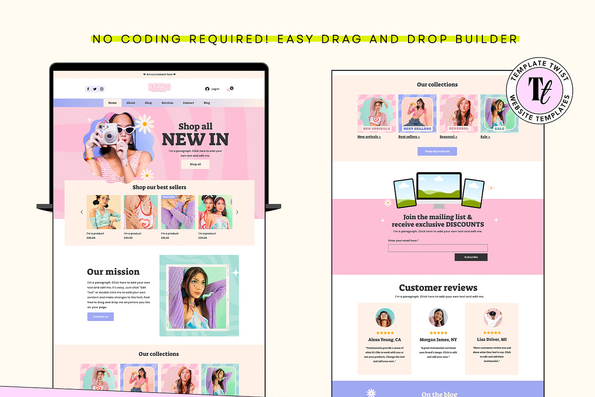 Pink Retro Y2K Wix Store, a Wix Template by Template Twist Shop (Photo 7 of 10)
