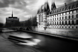 Conciergerie on the Seine with a boa, a Photo by Iftikhar Alam
