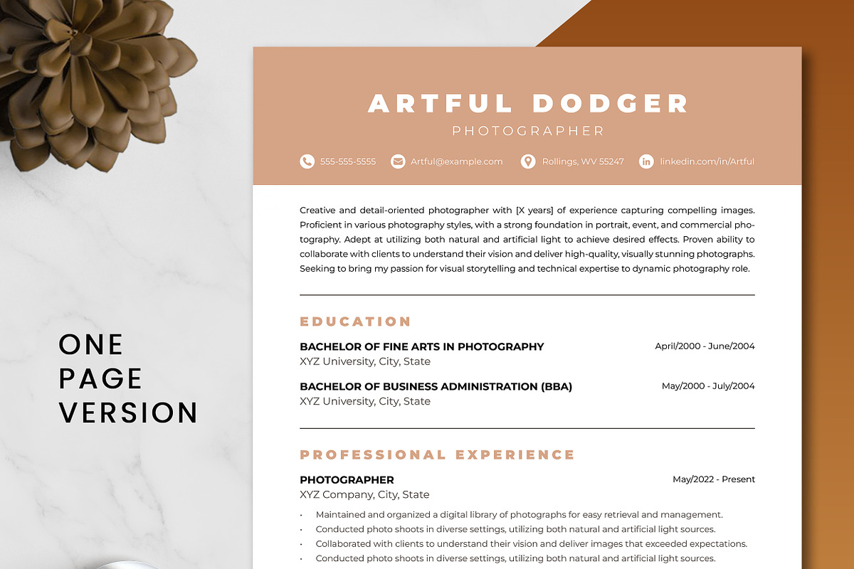 Photographer Resume Template, a Resume Template by ResumeInventor (Photo 2 of 9)