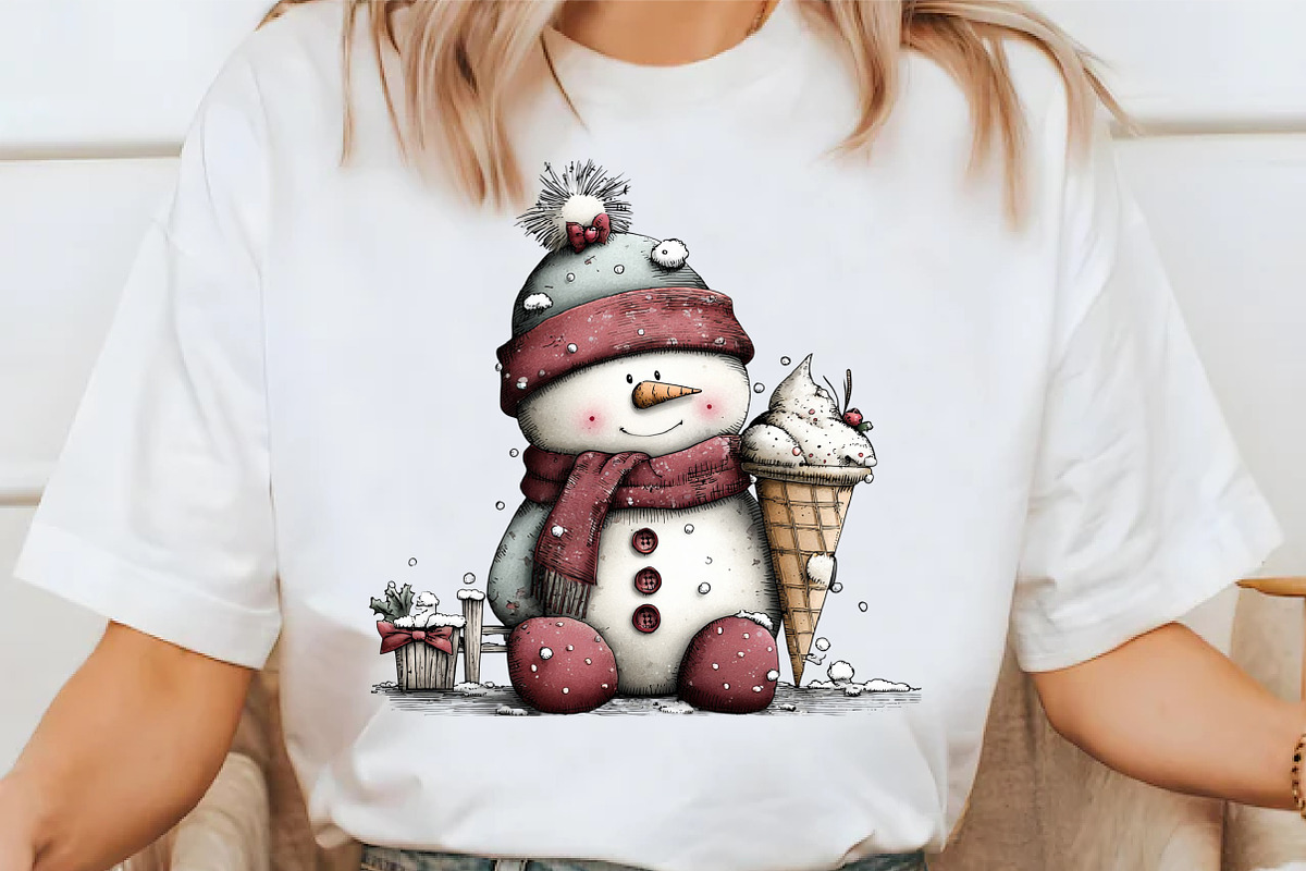 Christmas Snowman Ice Cream Clipart, an Illustration by Libby Wishes (Photo 4 of 7)
