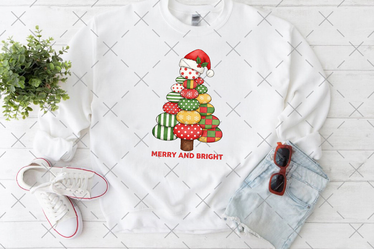 Patchwork christmas tree png, an Illustration by Craft Nest (Photo 4 of 6)