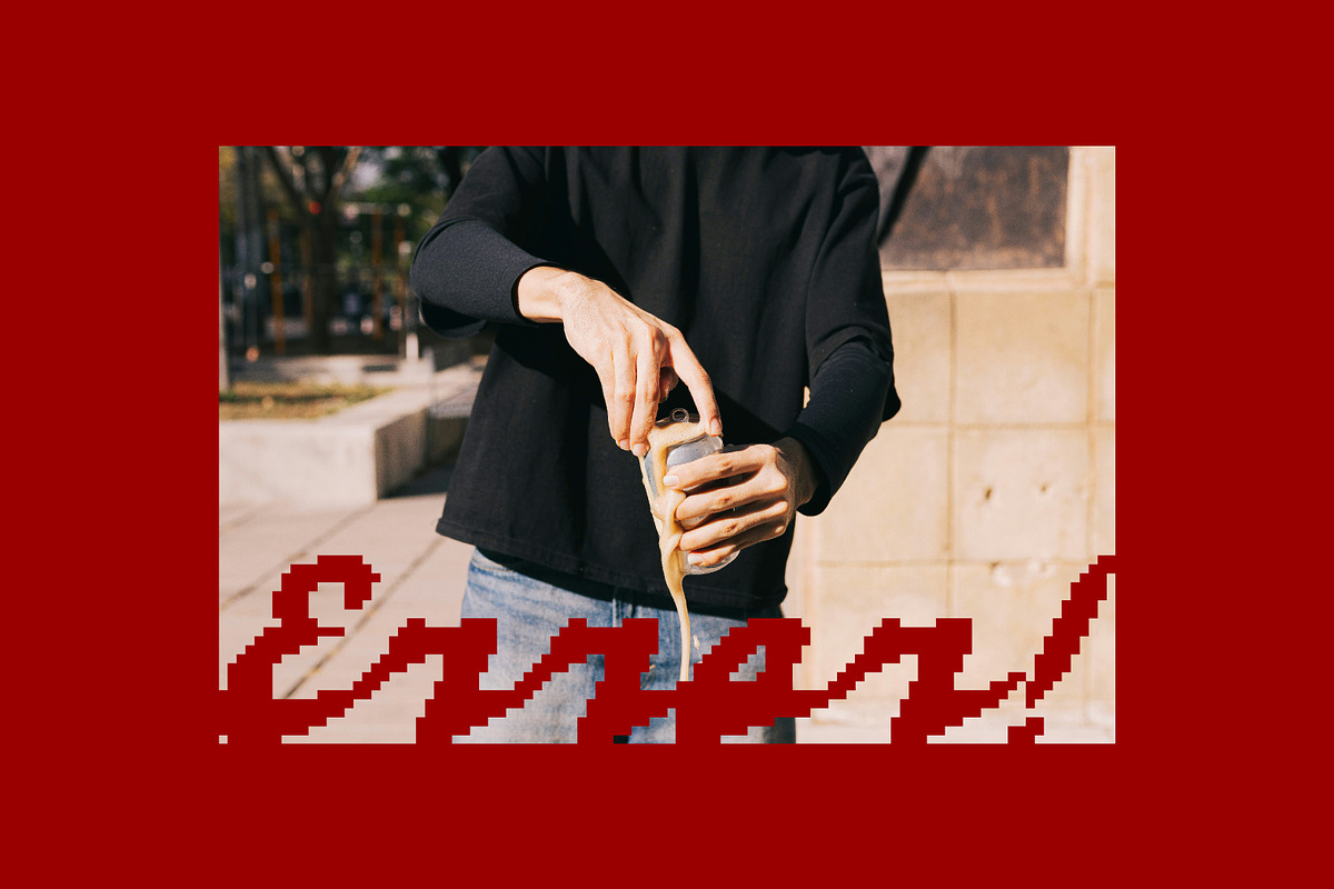 Fragile Ego Pixel Art Glitch Script, a Script Font by Struvictory.art (Photo 8 of 9)