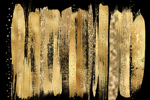 Gold Paint Strokes Clip Art