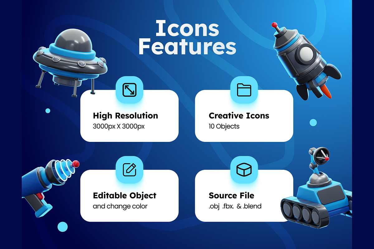 Space Stuff 3D Icons, an Object 3D Model by Rakata Studio (Photo 2 of 7)