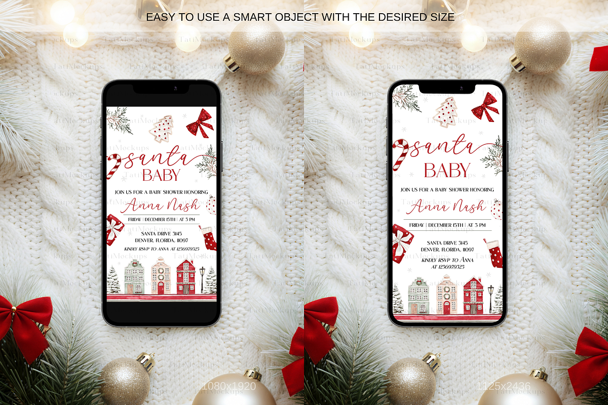 Christmas Phone Mockup Red Bows, a Product Mockup by TatiMockup (Photo 3 of 5)