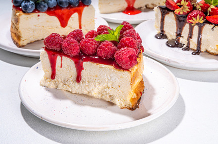 Summer cheesecake slices with various berry, a Food & Drink Photo by Rimma