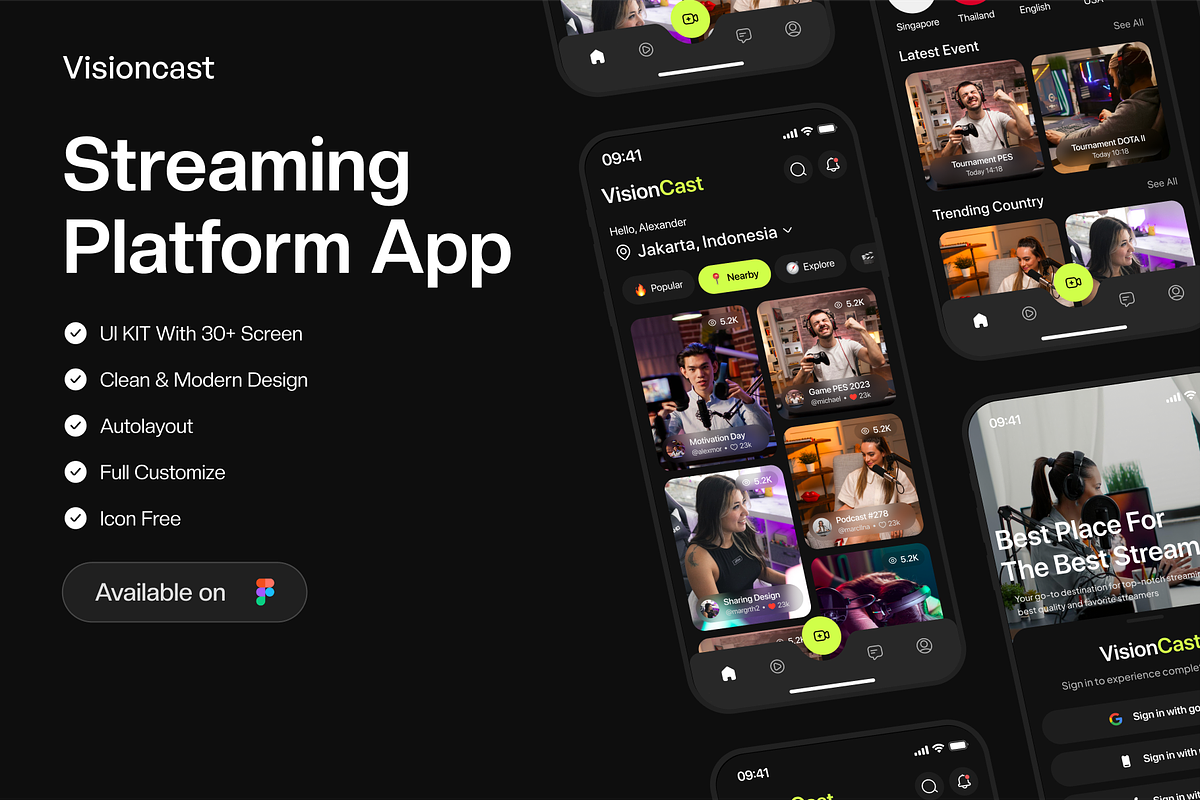 Visioncast - Streaming Platform UI K, a Device Mockup by Odama (Photo 1 of 6)