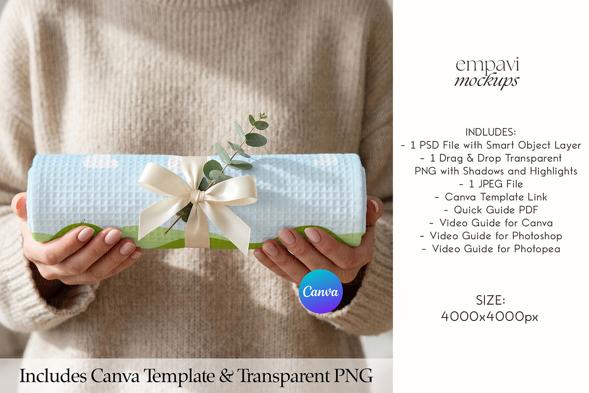 Waffle Towel Mockup, a Household Mockup by EmpaviMockups (Photo 3 of 6)