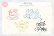 Afternoon Tea Desserts Line Art, a Decorative Illustration by Blumensdiary (Thumbnail 3 of 6)