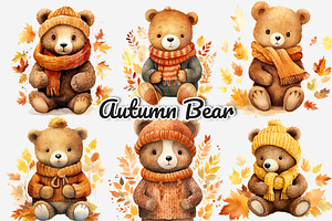 Autumn Bear Watercolor