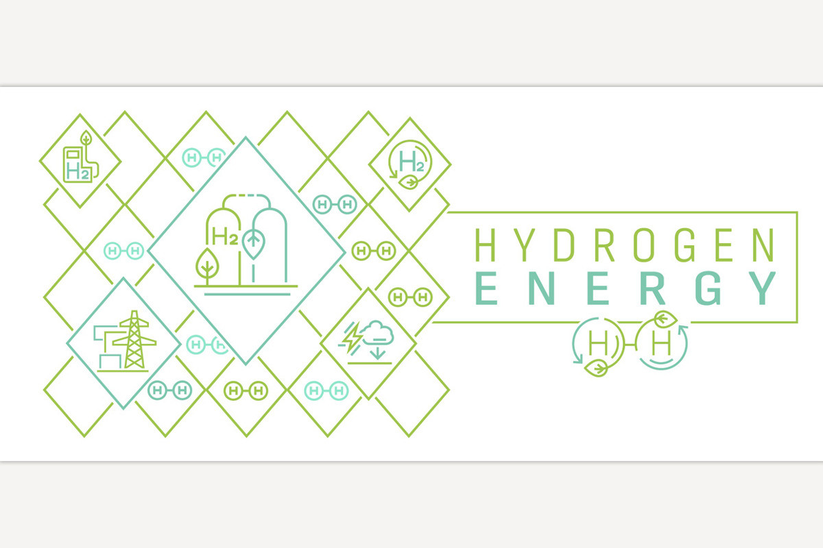 Green hydrogen energy production., a Technology Illustration by Anna's Shop