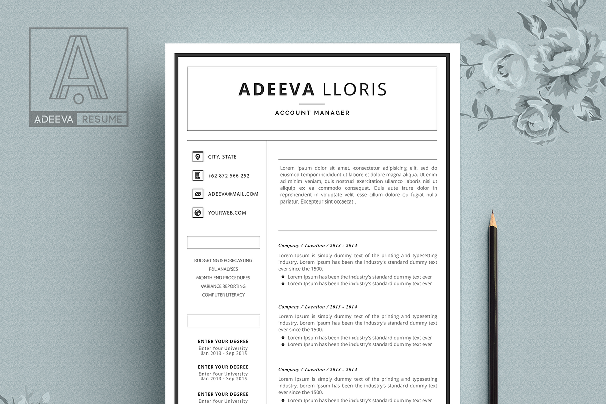 Simple Resume Template Loris, a Resume Template by AdeevaResume (Photo 2 of 4)