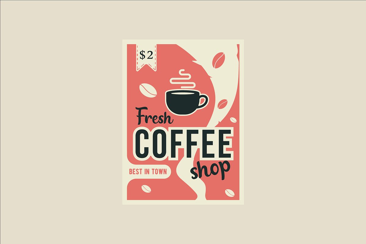 coffee shop vector poster vintage, a Poster Template by zyxroun shop