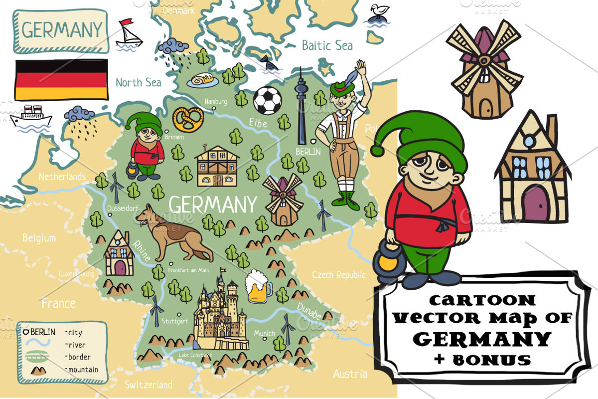 Cartoon map of Germany, a Texture Illustration by Nata Savina Art (Photo 1 of 3)
