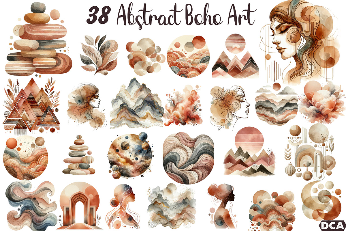 Modern Abstract Boho Art, an Illustration by DreamCafeArt (Photo 1 of 6)