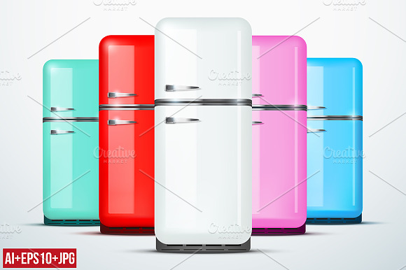 Set Of Different Styles Of Fridges