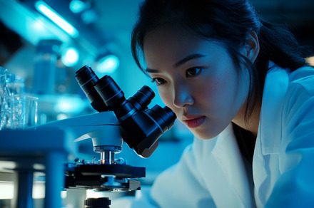 Focused Female Scientist in a High-Tech Laboratory, an Abstract Photo by Natalia Klenova's Shop