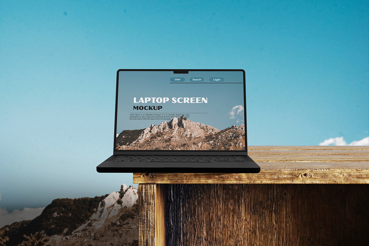 Laptop Screen Mockup, a Device Mockup by seulangagraphic (Photo 4 of 5)