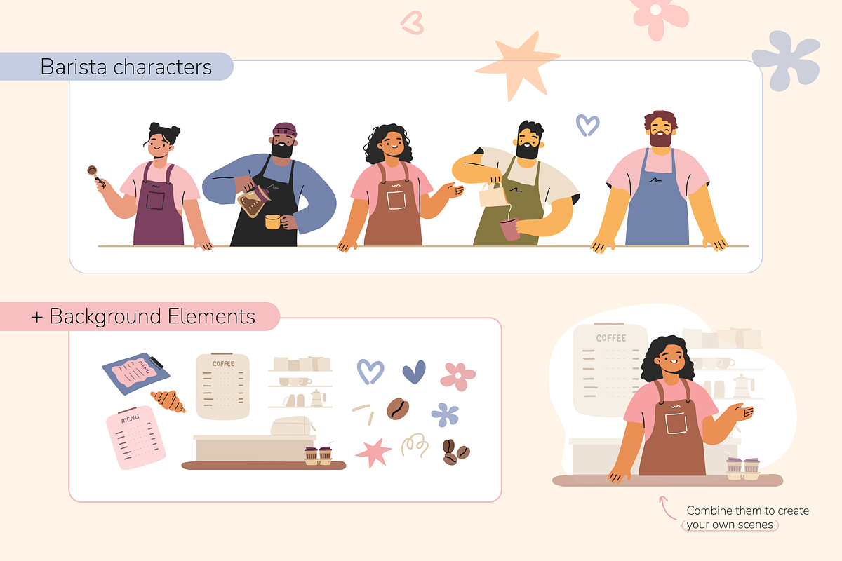 Coffee Shop Hand Drawn Clipart, a Decorative Illustration by Heartwarming Art (Photo 6 of 9)