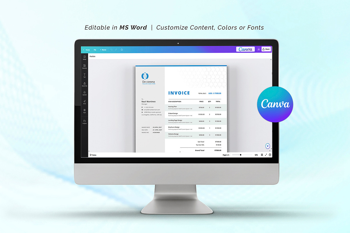 Canva Letterhead and Invoice Bundle, a Stationery Template by DesignDevisers (Photo 10 of 14)