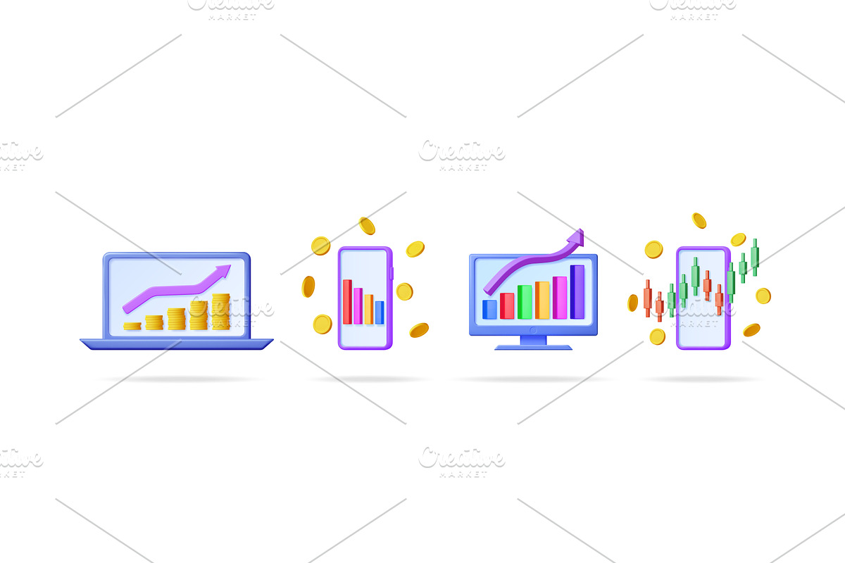 Business growth chart set on digital, a Finance Illustration by Abscent