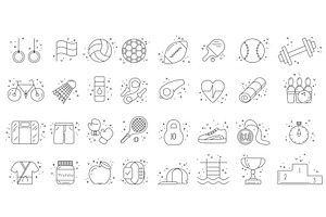 Sport elements line doodle icons, an Object Illustration by Lemberg Vector